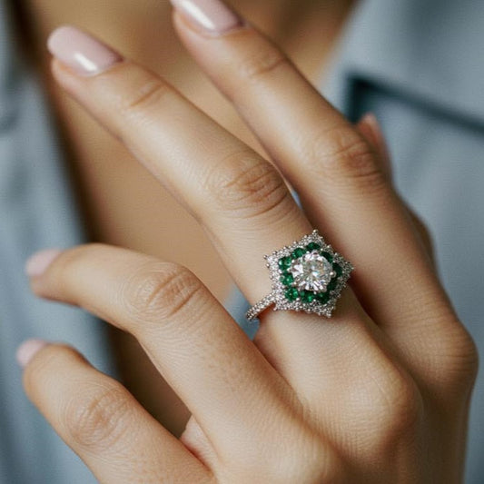 Emerald Halo Prestige Ring