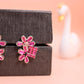 pink floral cluster earring