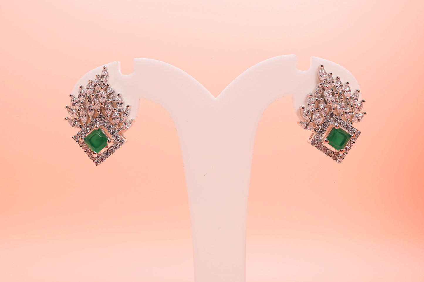 Silver Emerald Empress Earrings