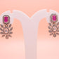 Ruby Pink Floral Stud Drop