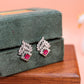 Ruby Pink Floral Stud Drop