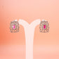 Sparkling Square Red Stone Fency Earring