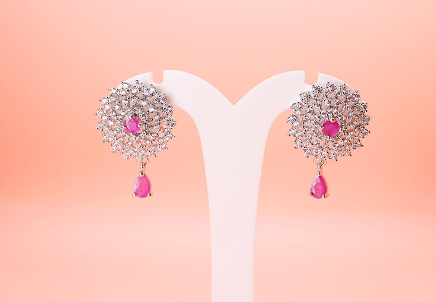 Radiant Ruby Blossom Earrings