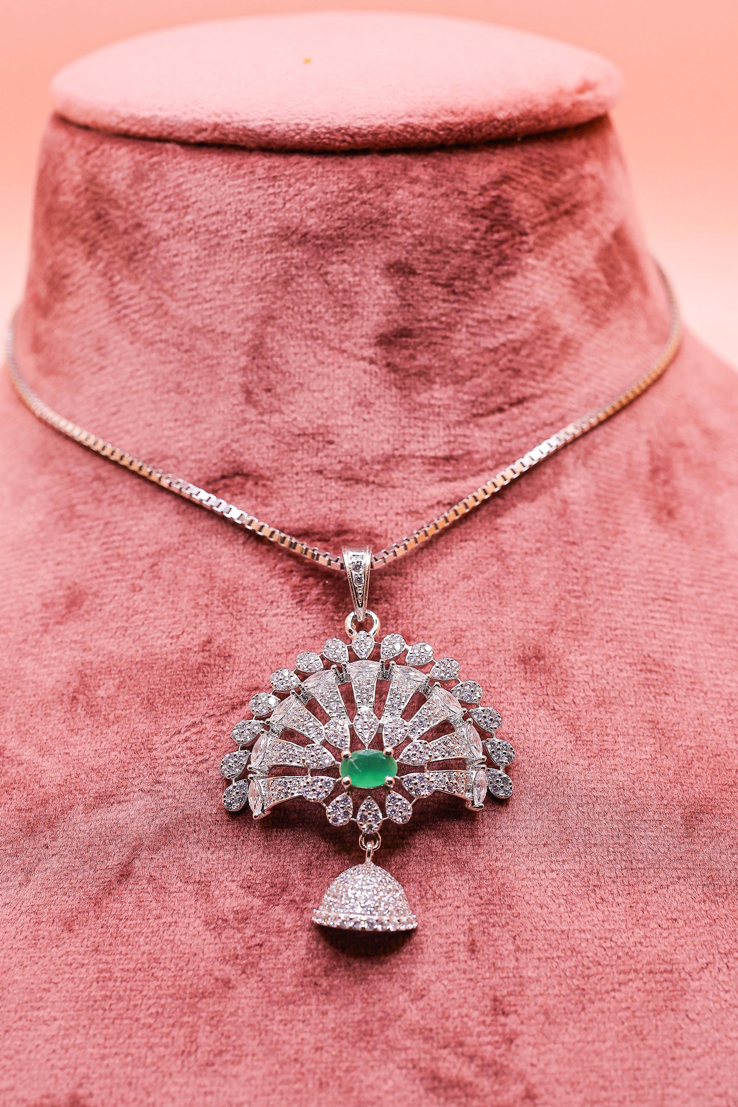Emerald Fan Elegance Pendant