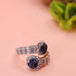 Midnight Bloom Sapphire Silver Ring