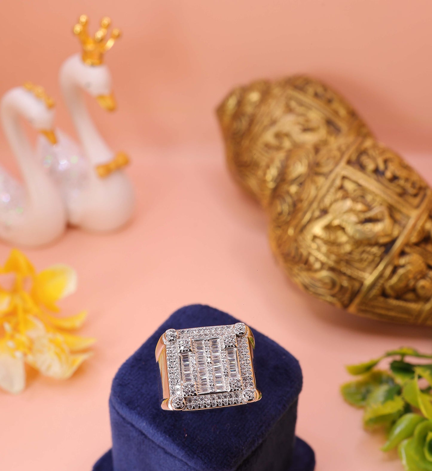 Royal Grid Diamond Statement Ring