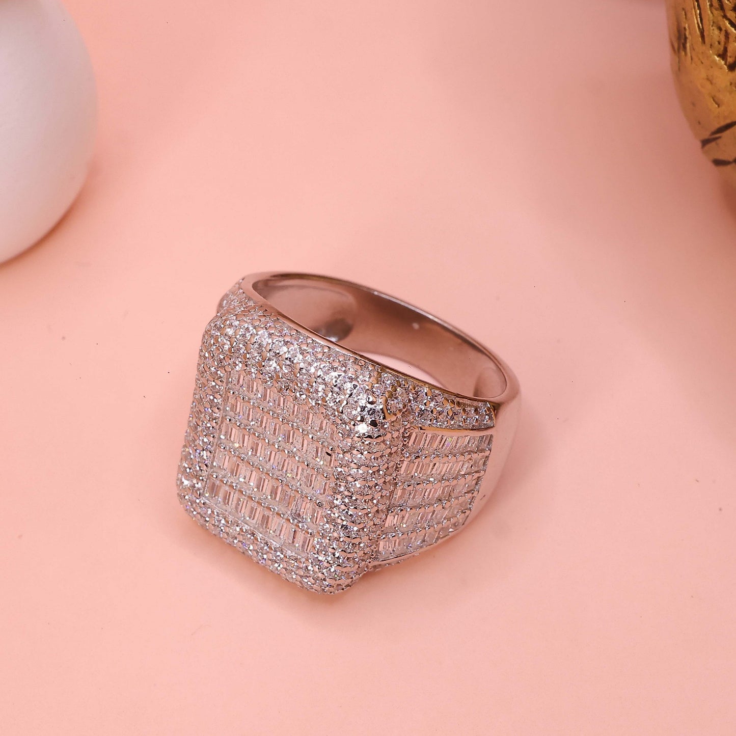 Royal Grid Baguette Diamond Statement Ring