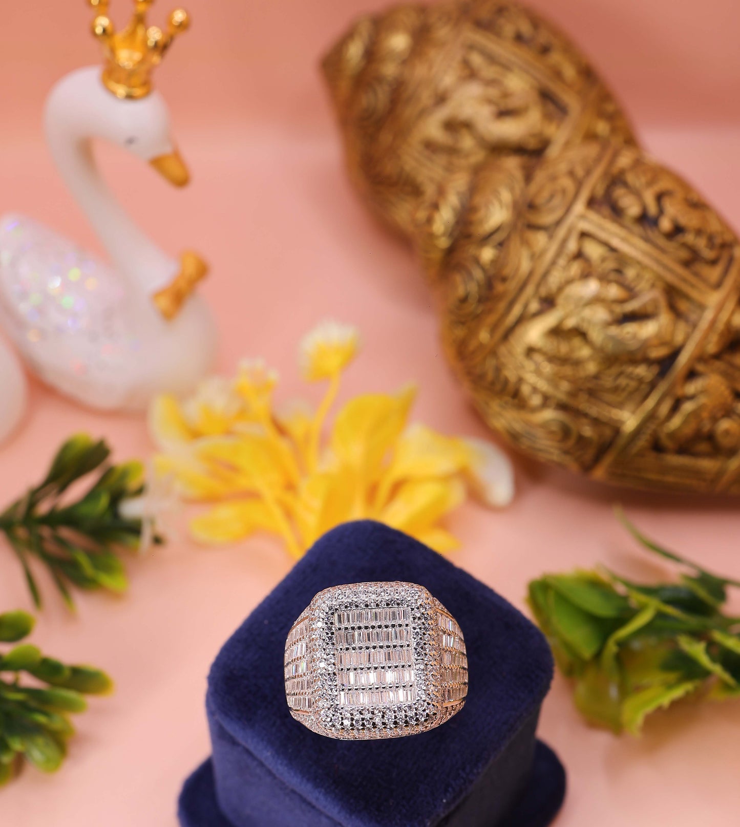 Royal Grid Baguette Diamond Statement Ring