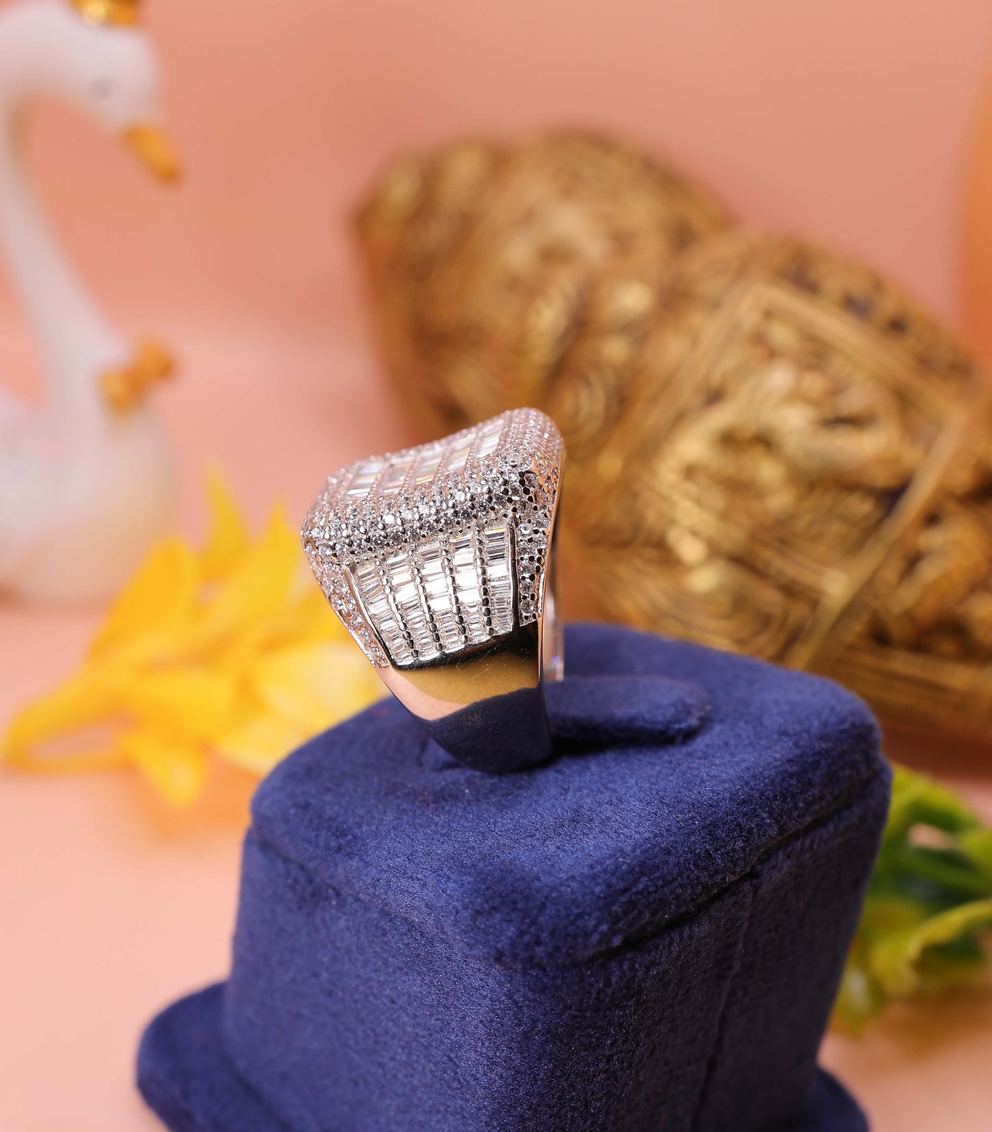 Royal Grid Baguette Diamond Statement Ring
