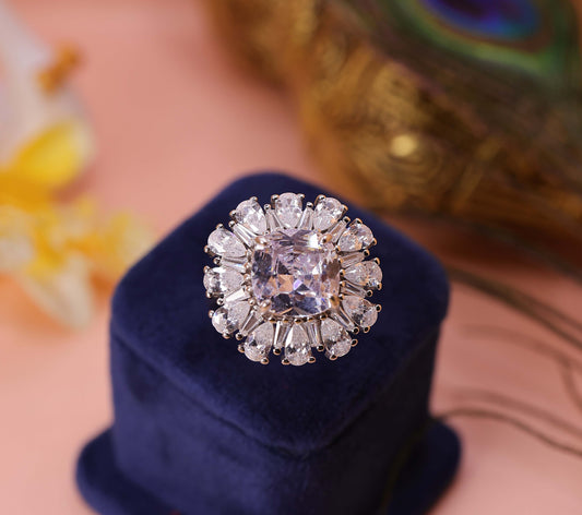 "Radiant Bloom Silver Ring"