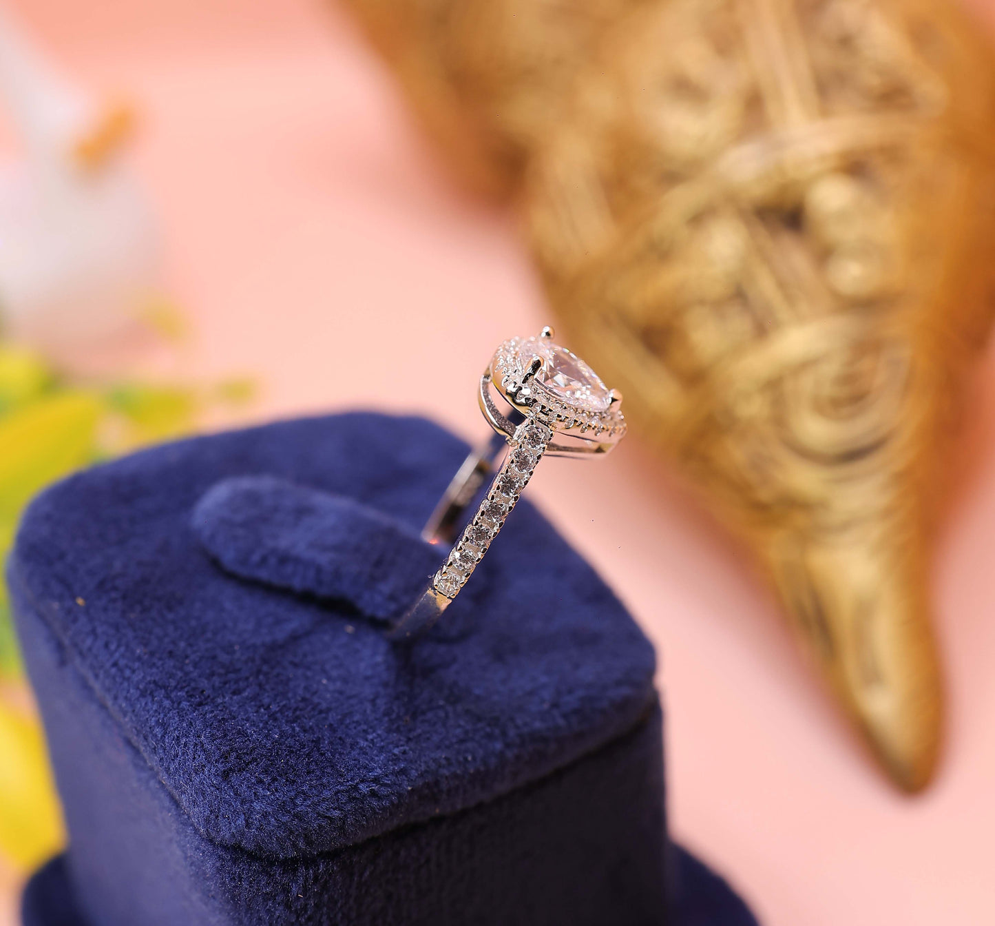 Graceful Teardrop Promise Silver Ring