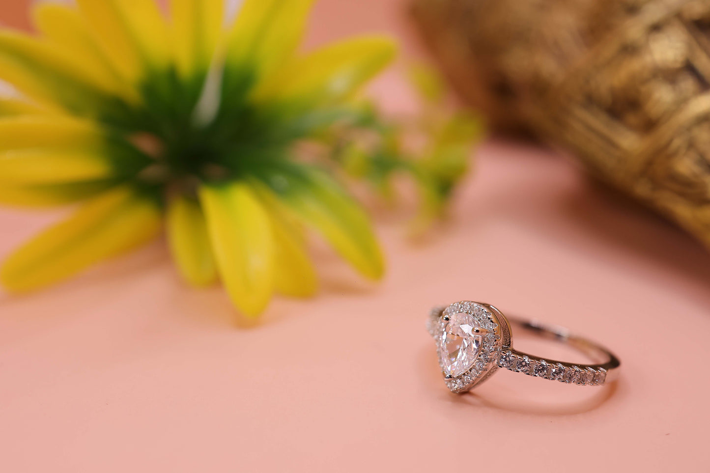 Graceful Teardrop Promise Silver Ring