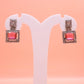 Ruby Glow Square Drop Silver Earrings
