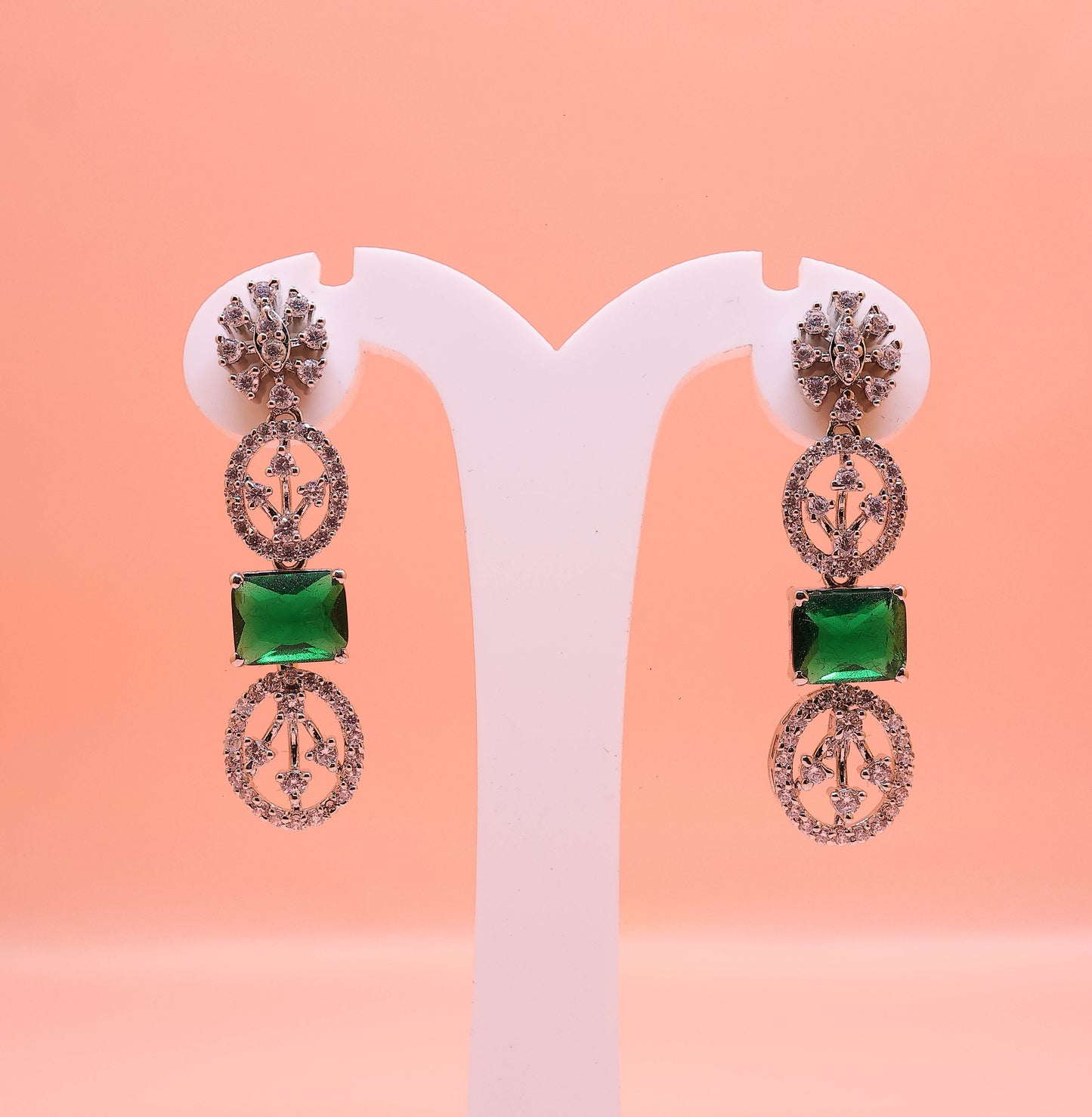 The Emerald Royale Drop Silver Earrings
