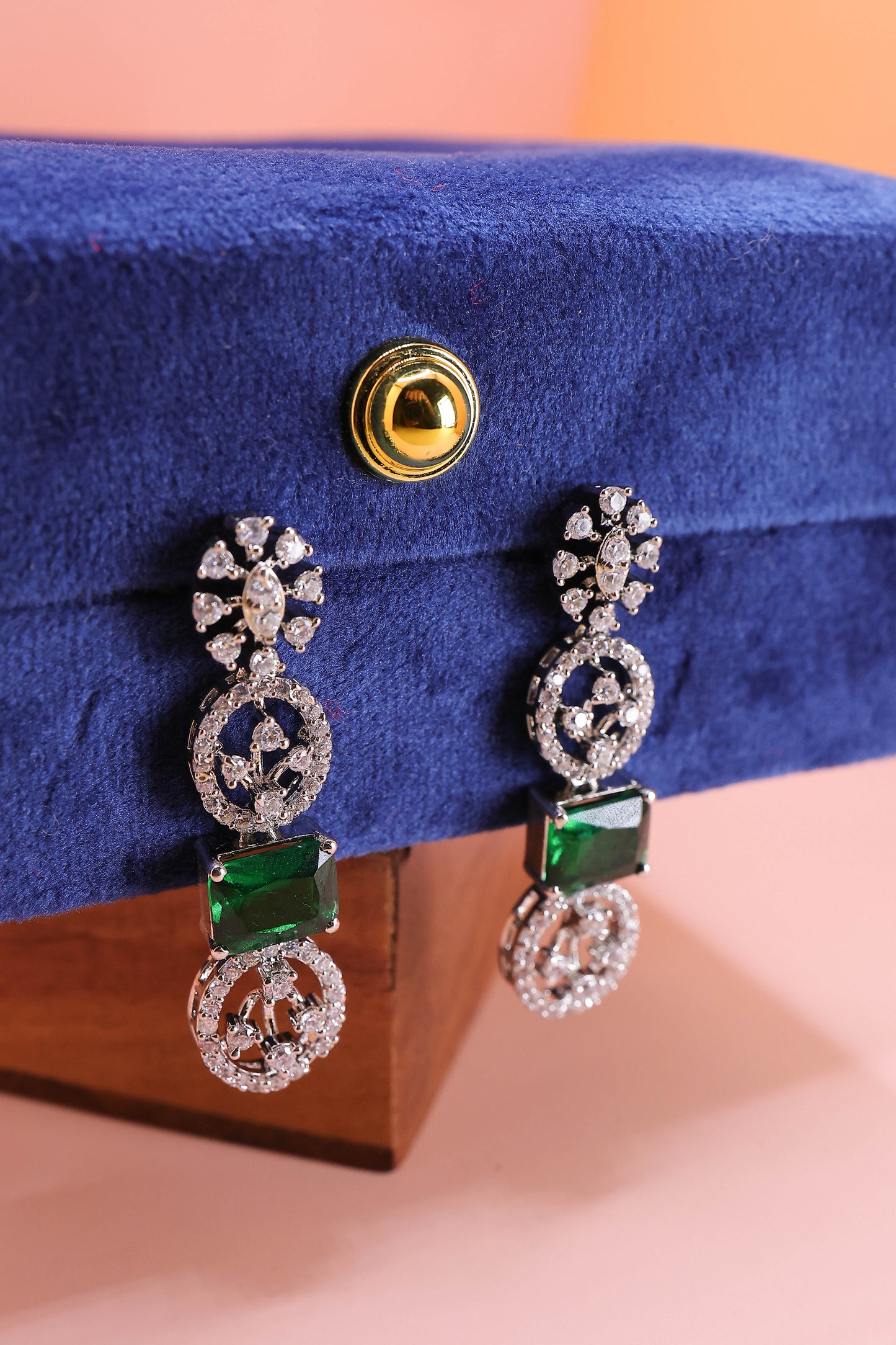 The Emerald Royale Drop Silver Earrings