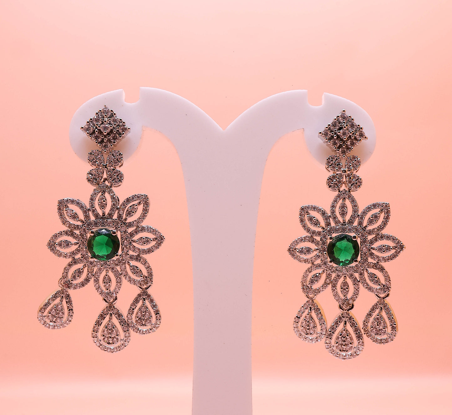 The Imperial Emerald Bloom Silver Earrings