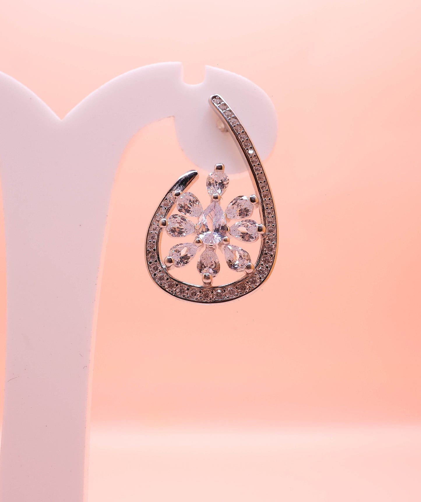 Ivory Bloom Silver Drop Earrings