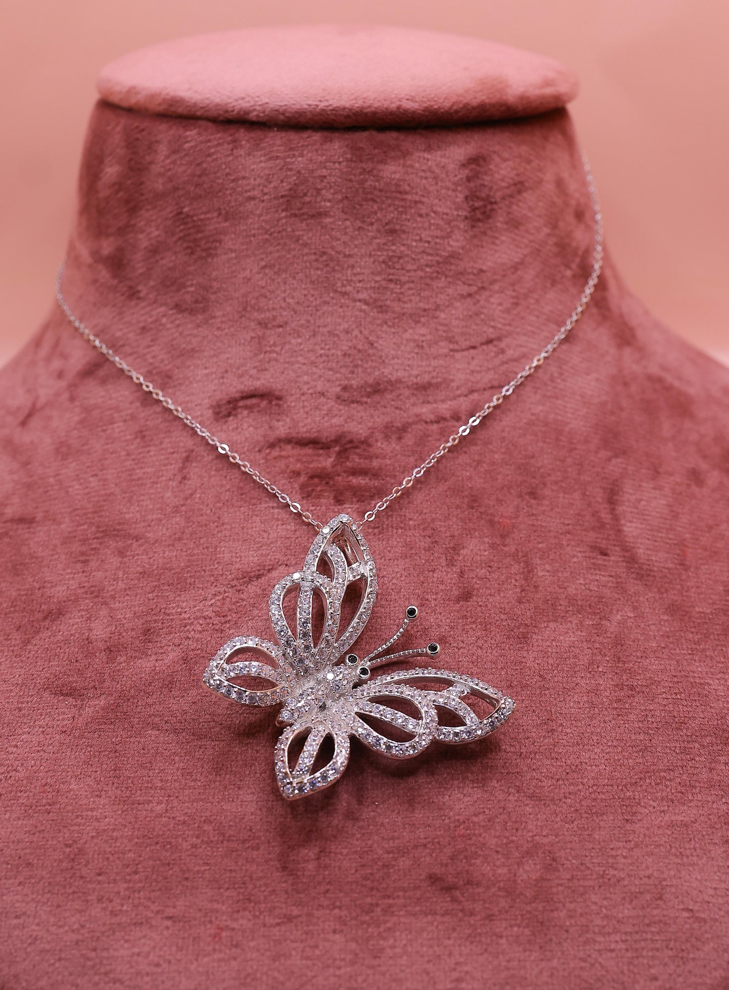 Elegant Butterfly Diamond Pendant