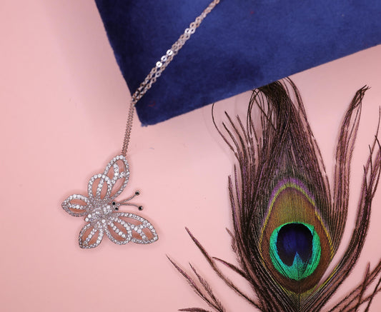 Elegant Butterfly Diamond Pendant