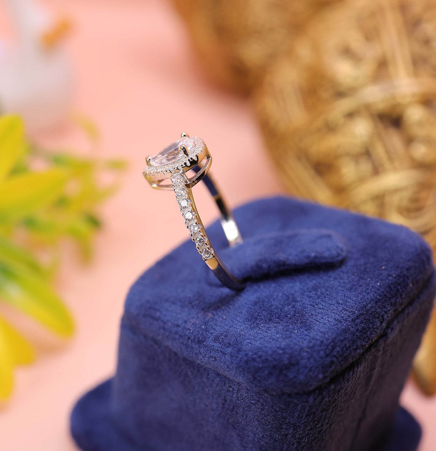 Graceful Teardrop Promise Silver Ring