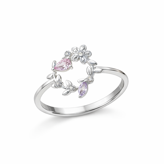 Blossom Butterfly Open Silver Ring