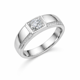 Royal Crest Solitaire Silver Ring