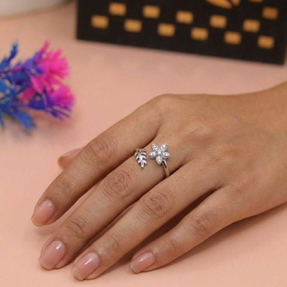 Floral Vine Spark Silver Ring