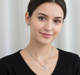 Elegant Silver Butterfly Circle Pendant Set