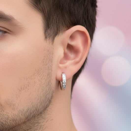 Silver Stone-Set Hoop Earrings – Minimal Sparkle