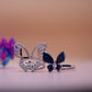 Midnight Flutter Butterfly Silver Ring