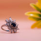 Midnight Bloom Sapphire Silver Ring