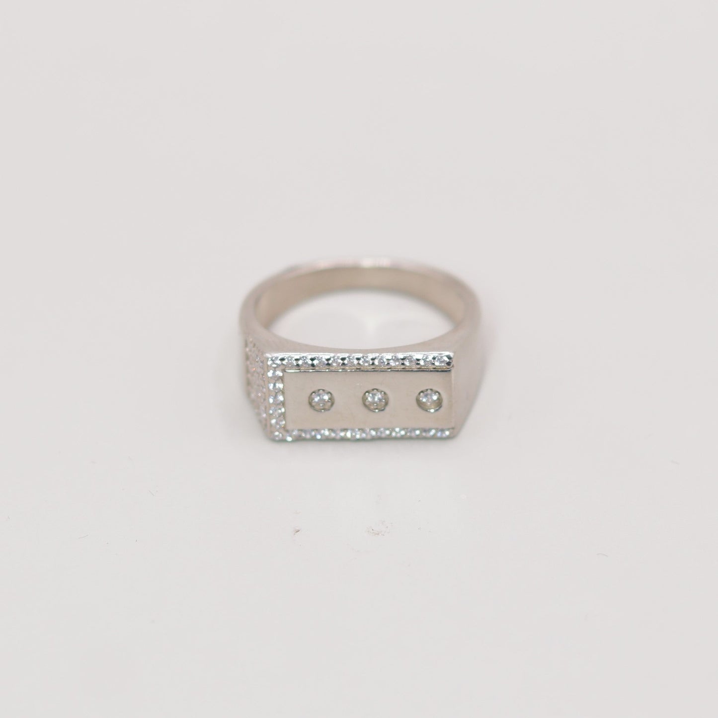 Premium Triple-Stone Silver Men's Statement Ring