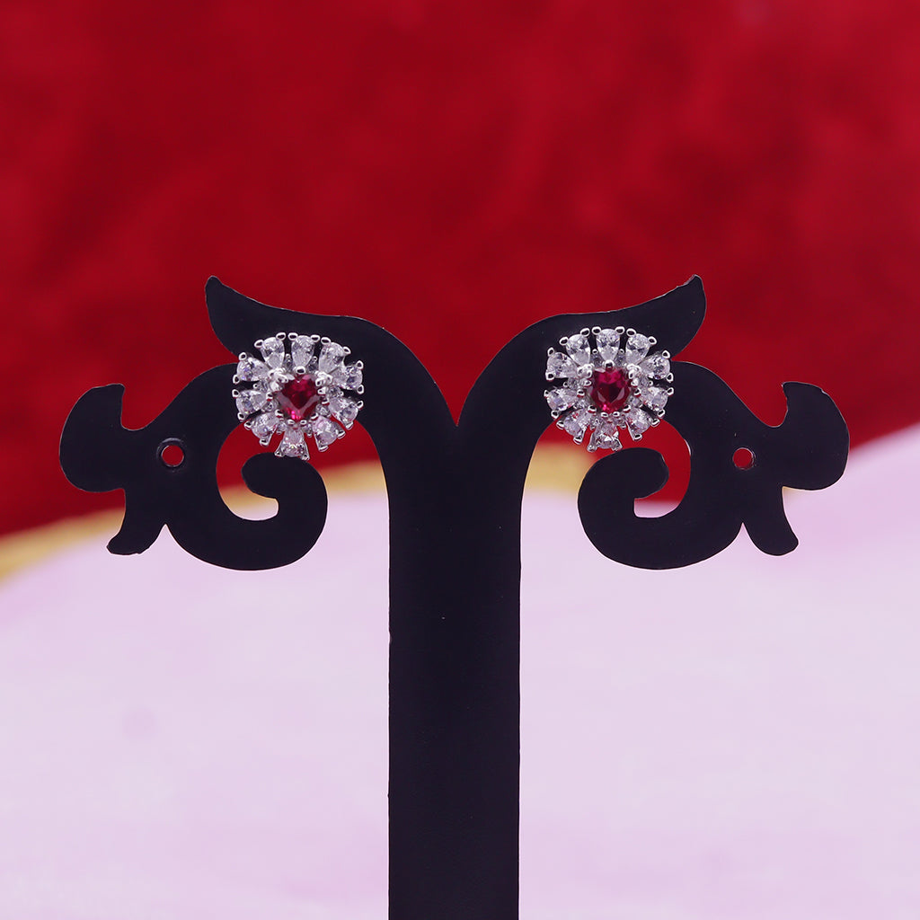 Premium Silver Ruby Stone Pendant Set