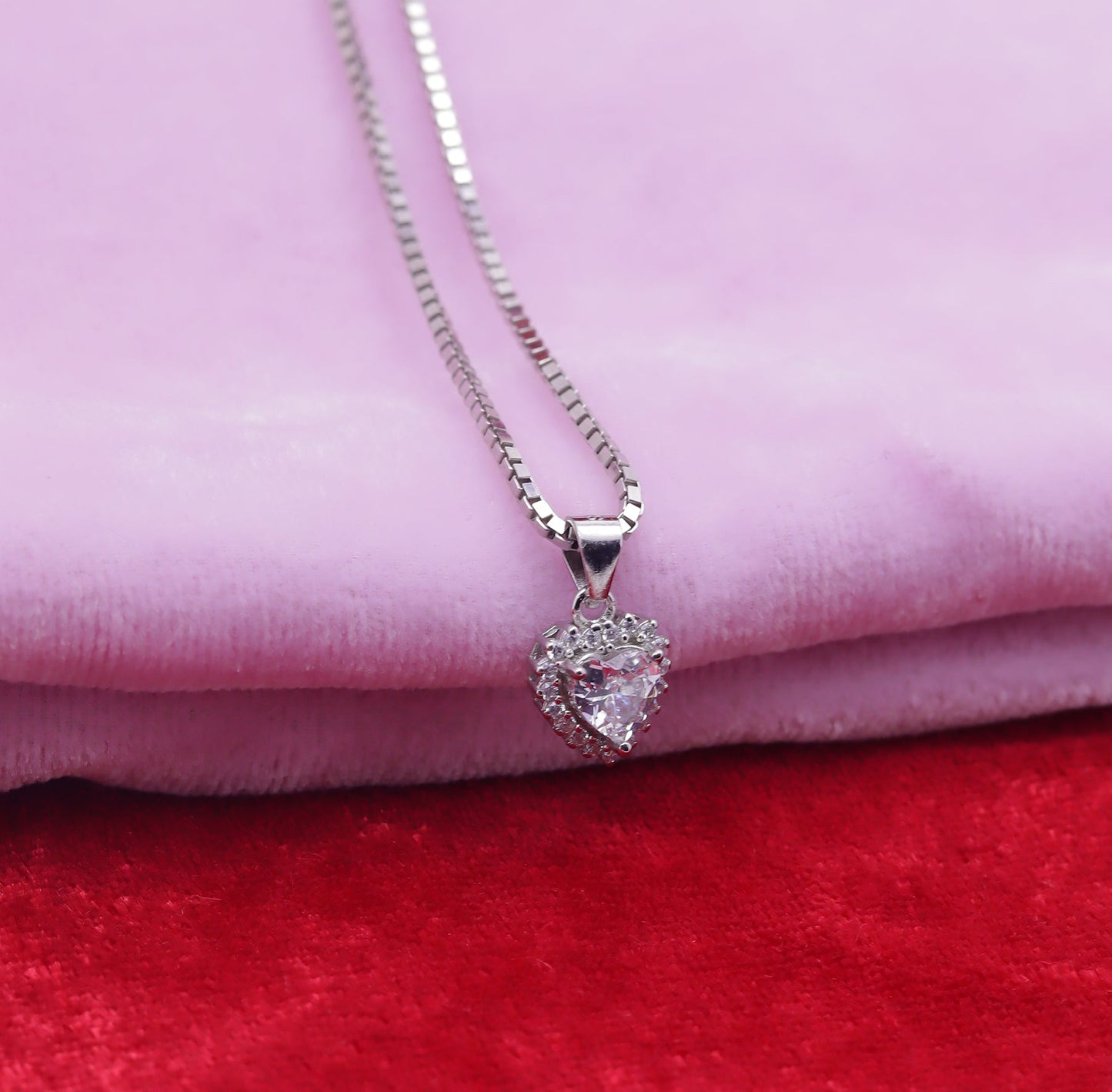 Premium Silver Heart Pendant Set