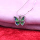 Emerald Wing Butterfly Silver Pendant Set