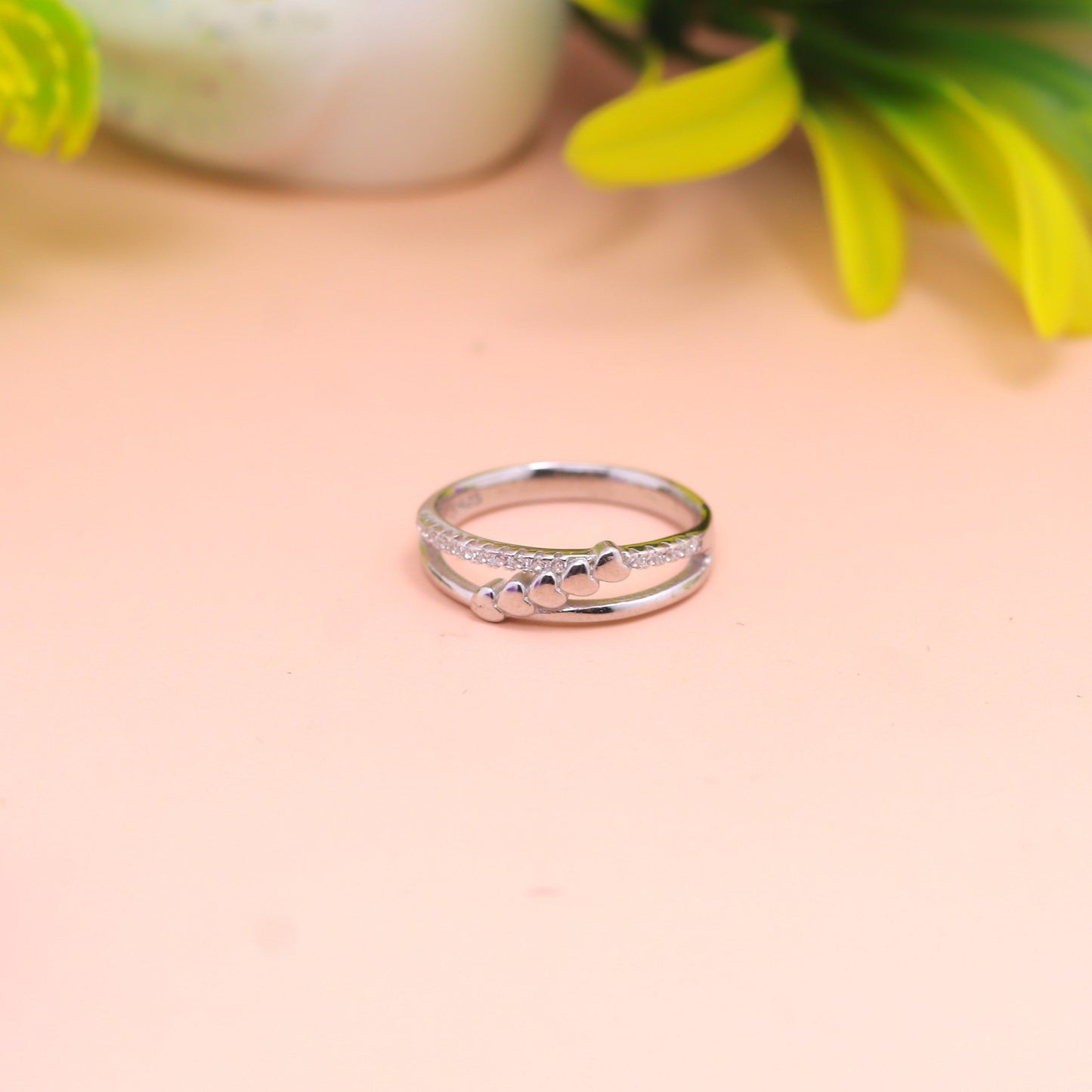 Amora Heartline –Sterling Silver Love Band Ring