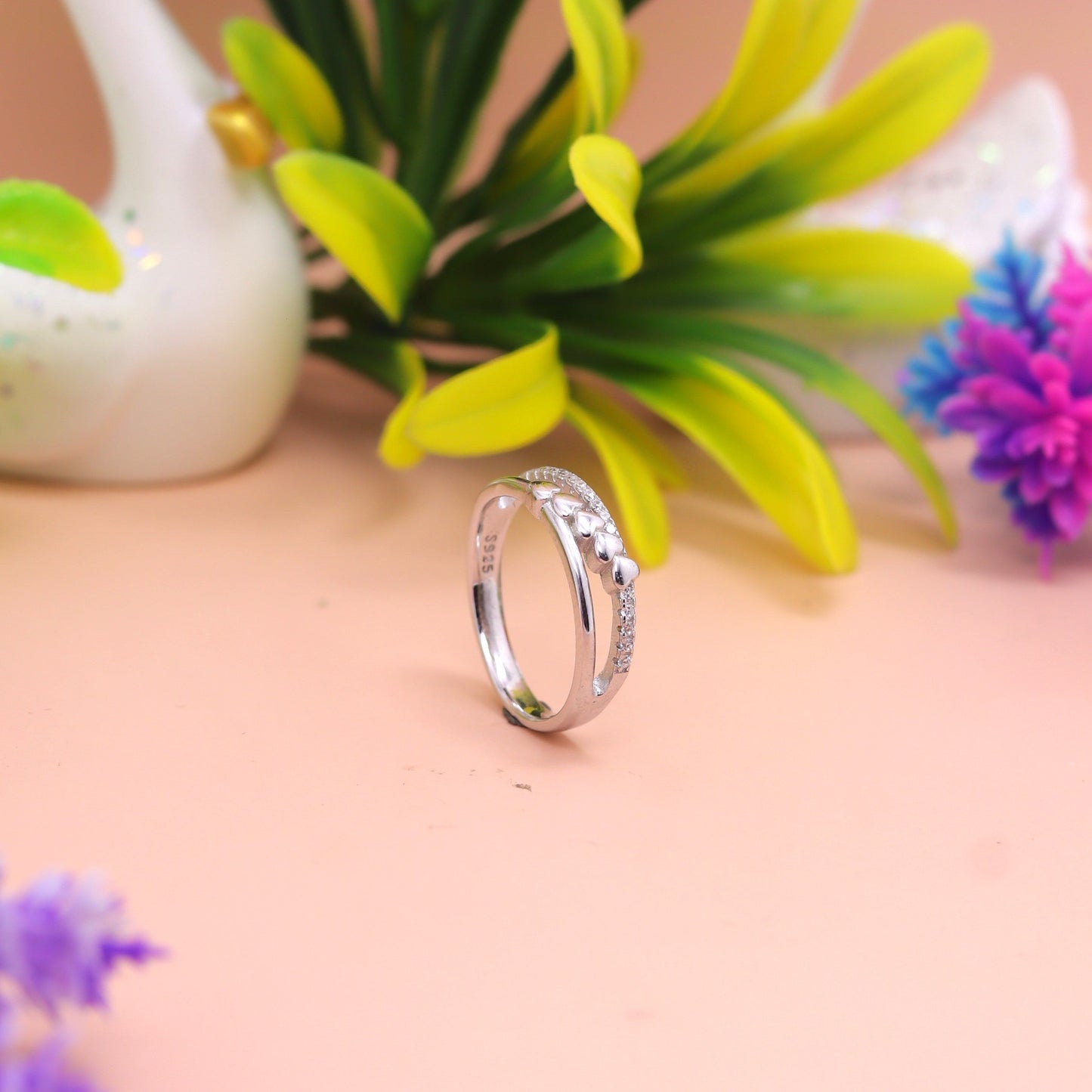 Amora Heartline –Sterling Silver Love Band Ring