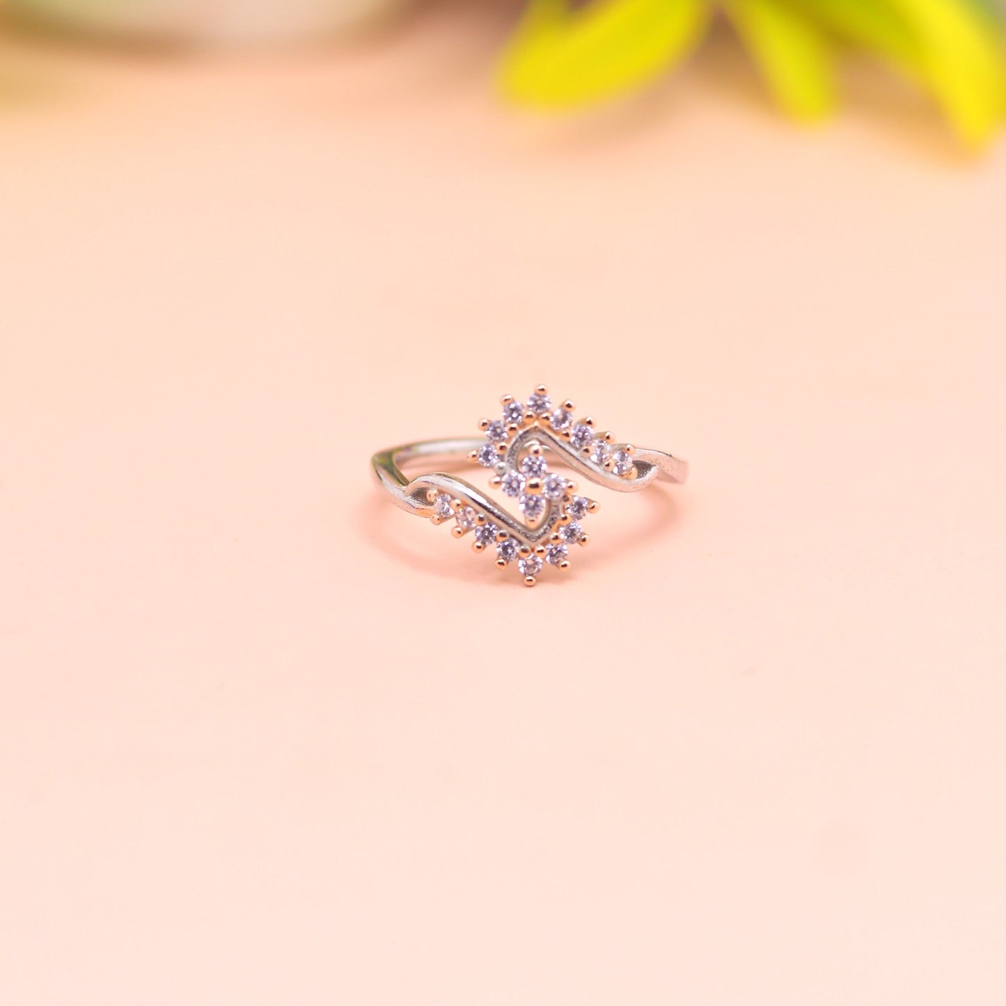 Graceful Swirl Sparkle Silver Ring