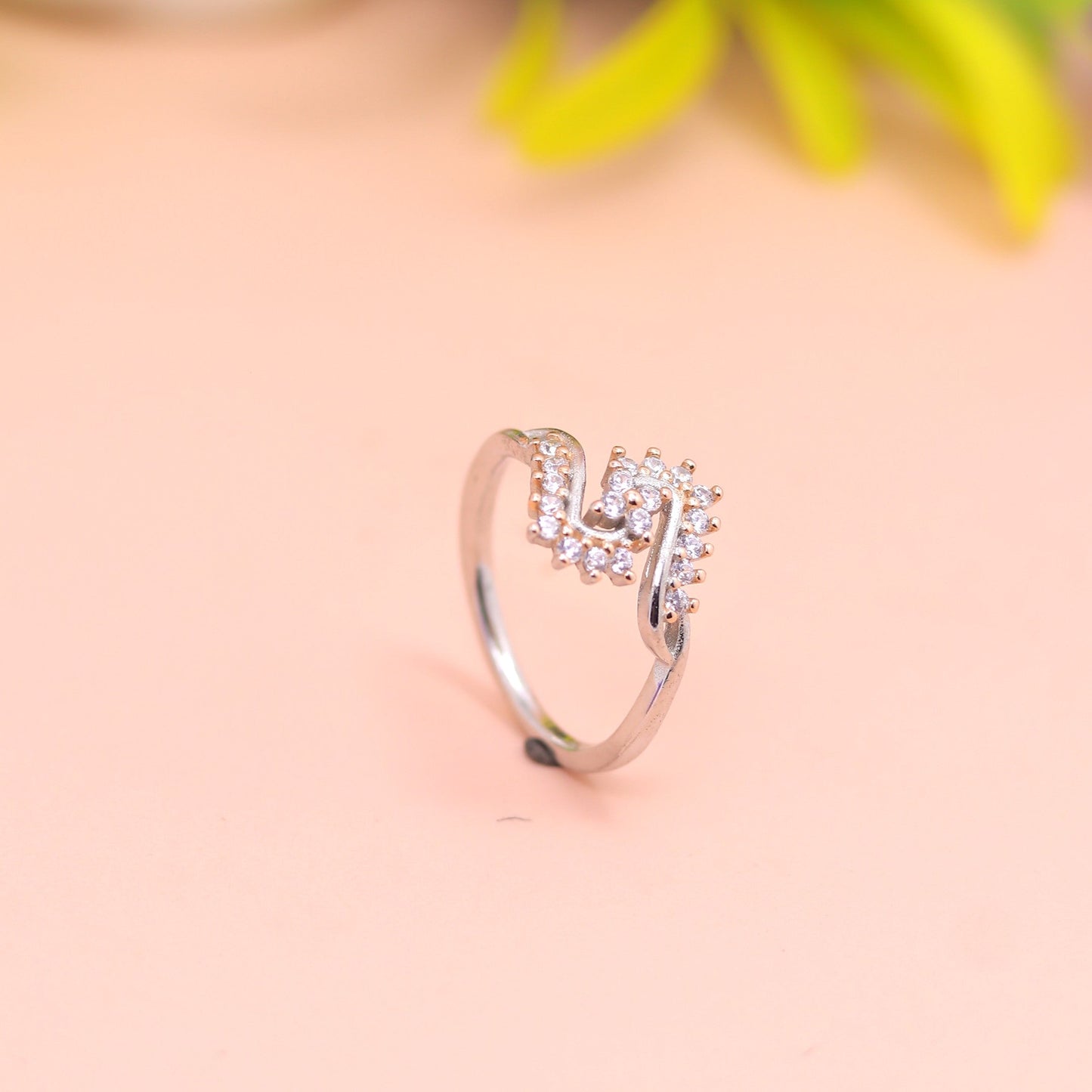Graceful Swirl Sparkle Silver Ring