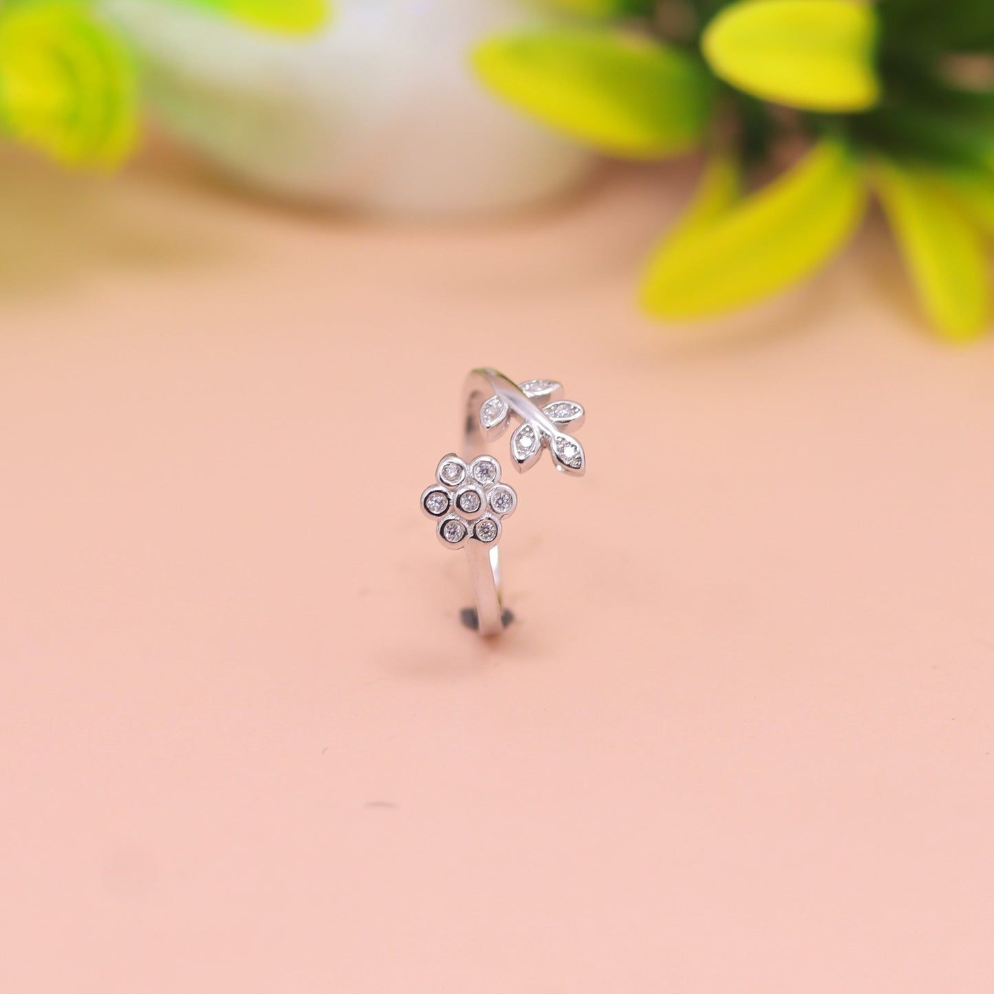 Floral Vine Open Silver Ring
