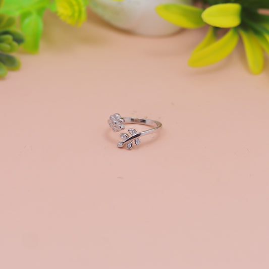 Floral Vine Open Silver Ring