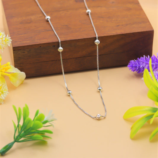 Minimal Beaded Silver Chain