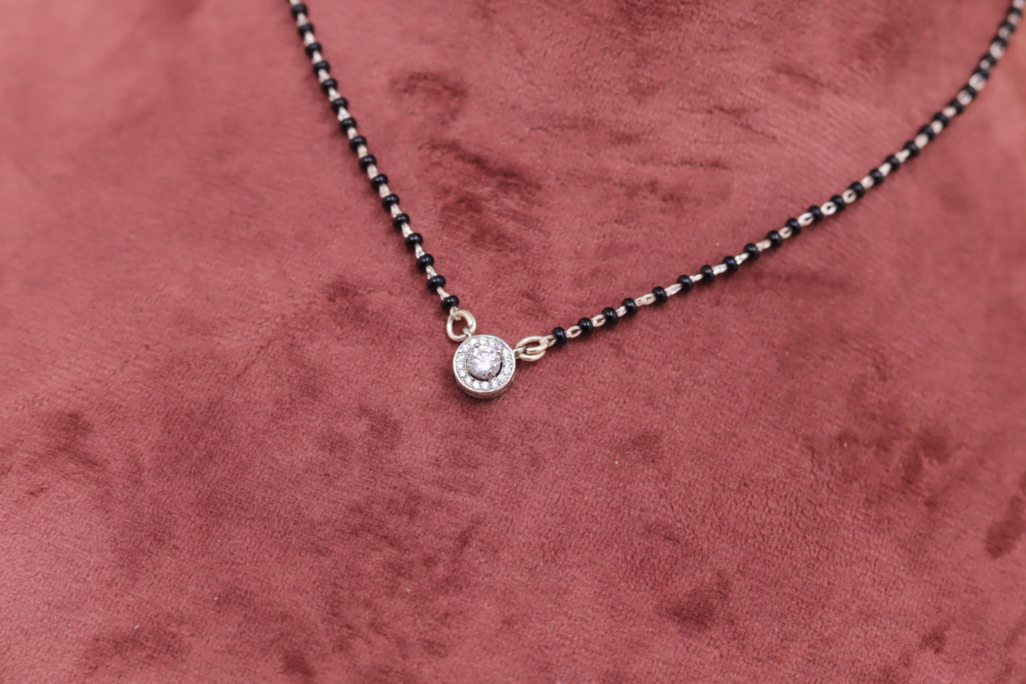 Silver Mangalsutra with Solitaire Charm