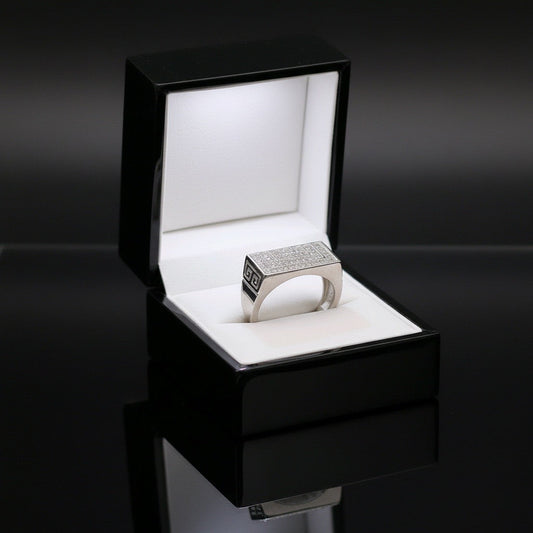 Imperial Greek Key Pavé Silver Ring