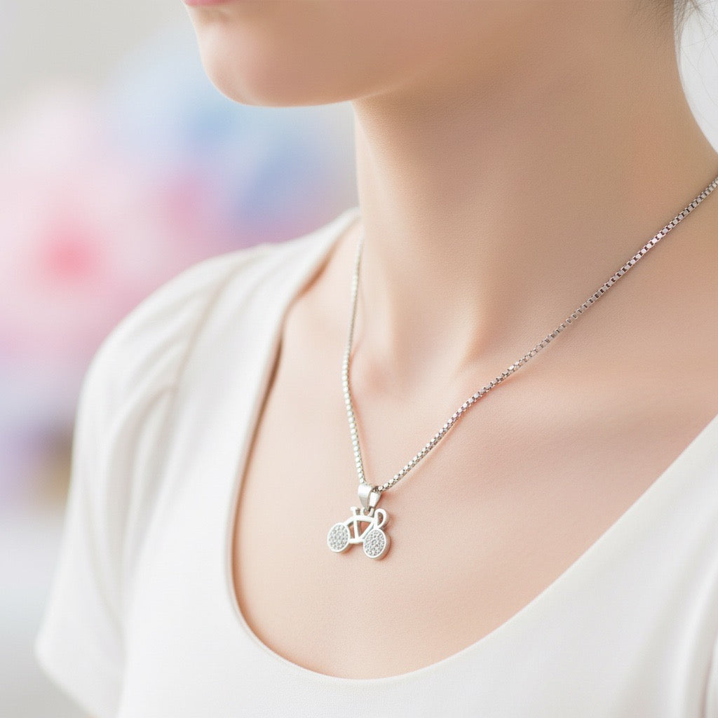 Stylish Bicycle Charm Pendant in 925 Sterling Silver