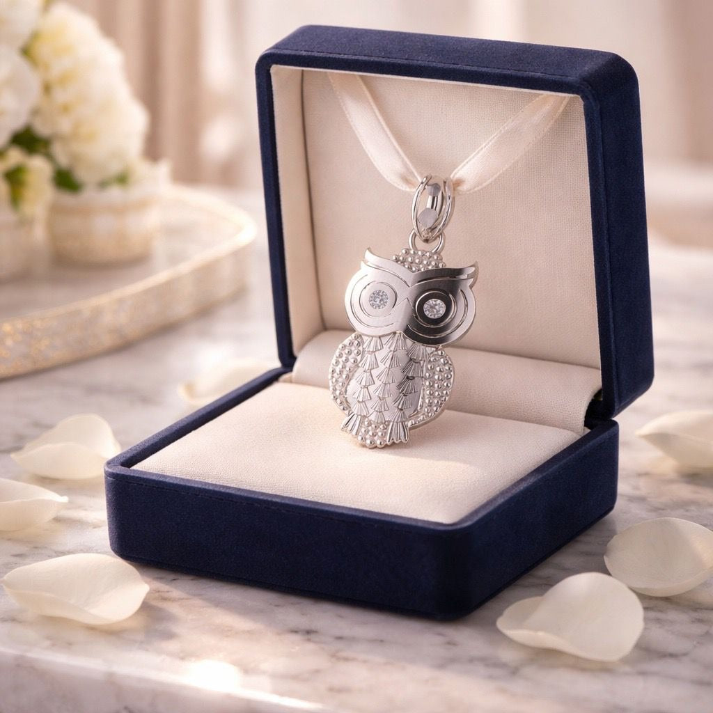 Nocturne Owl Silver Pendant