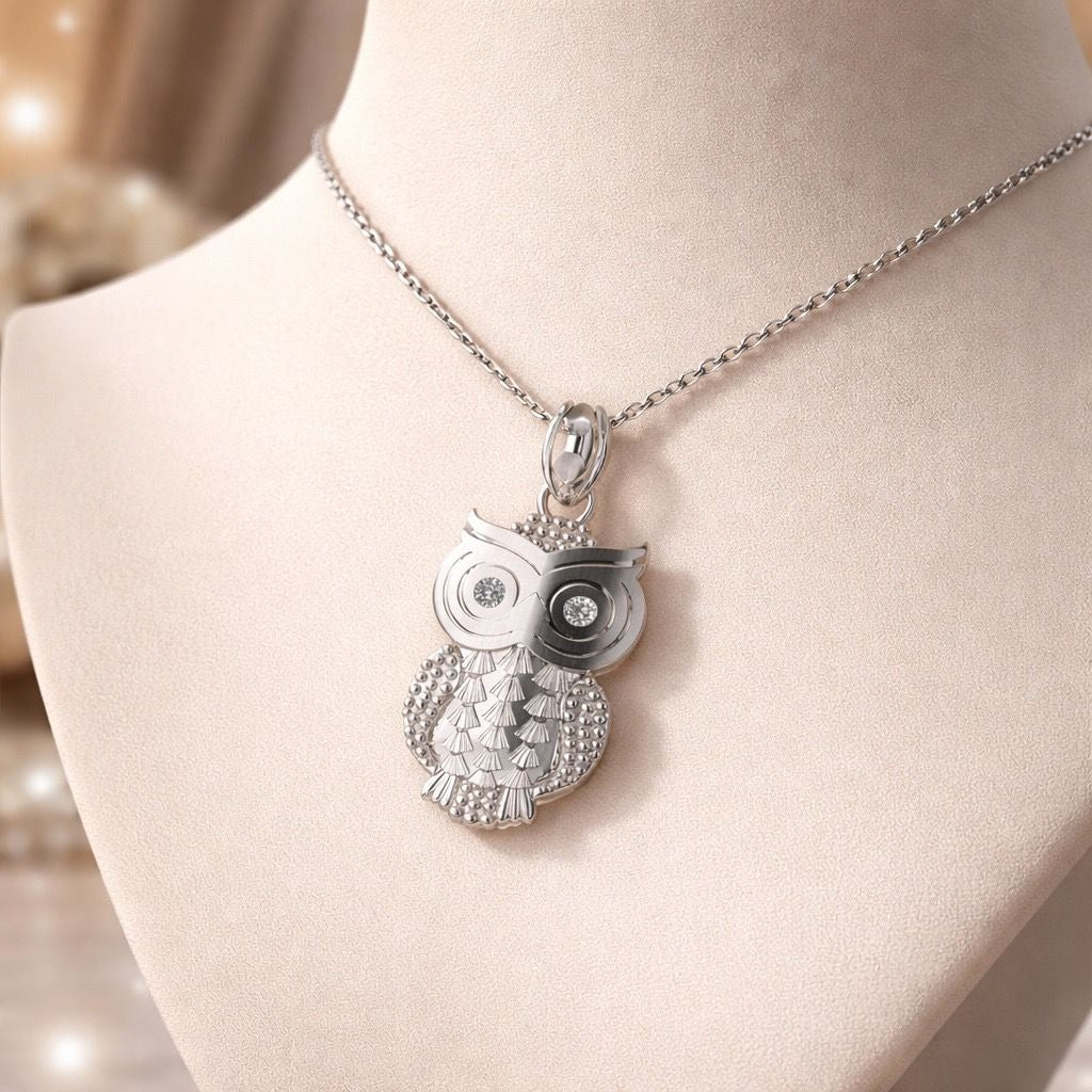 Nocturne Owl Silver Pendant