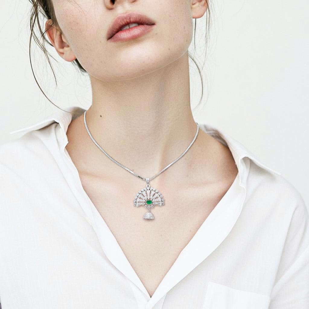 Emerald Fan Elegance Pendant