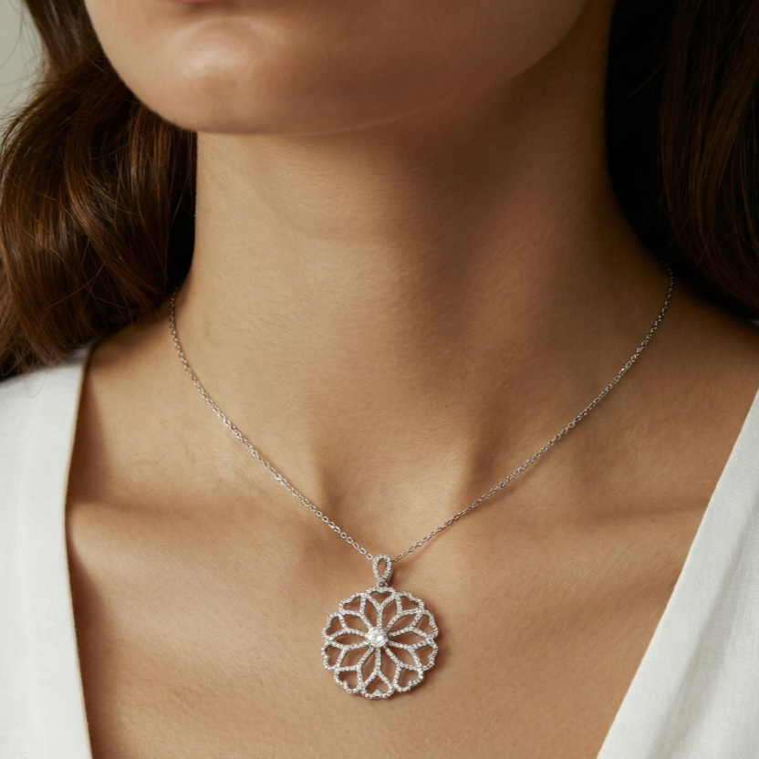 Radiant Bloom Diamond Pendant