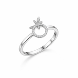 Delicate Bow Halo Silver Ring